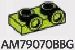 Bracket Plate 1 x 2 with two studs on side, ascending in Green, Spring