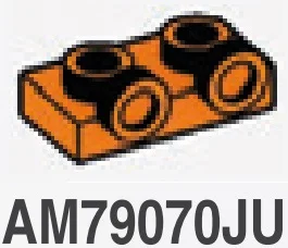 Bracket Plate 1 x 2 with two studs on side, ascending in Orange, Smoky