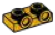 Bracket Plate 1 x 2 with two studs on side, ascending in Yellow, Orange