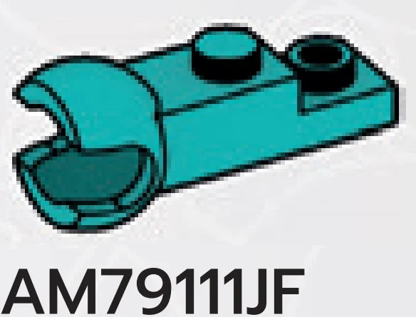 Brick 1 x 2 two-thirds-height with medium ball socket on end in Blue, Robin's Egg
