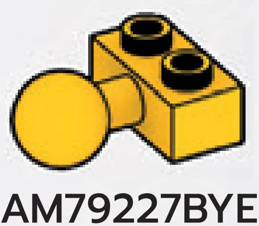 Brick 1 x 2 two-thirds-height with medium ball joint in Yellow, Lemon