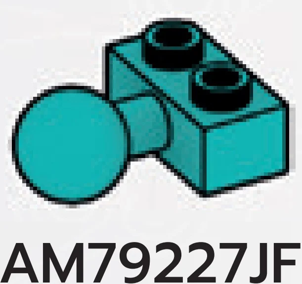 Brick 1 x 2 two-thirds-height with medium ball joint in Blue, Robin's Egg