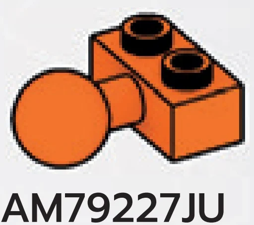 Brick 1 x 2 two-thirds-height with medium ball joint in Orange, Smoky