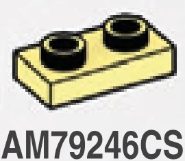 Plate 1 x 2 with hollow studs in Yellow, Pastel