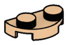 Plate 1 x 2 half-round in Brown, Light Tan