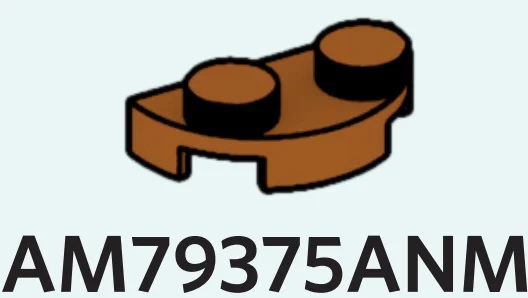 Plate 1 x 2 half-round in Brown, Golden