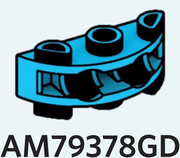 Brick 1 x 3 half-round, two-thirds height w/ 2 ball joint sockets in Blue, Rich Sky