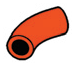 Connector: pipe, small 3 studs long, curved in Orange, Marigold