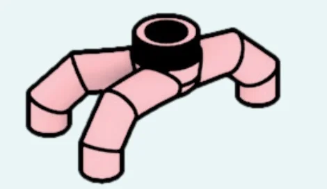 Connector: pin, small, triple cluser with single stud on top in Yellow, Pastel
