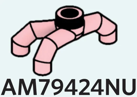 Connector: pin, small, triple cluser with single stud on top in Pink, Pale