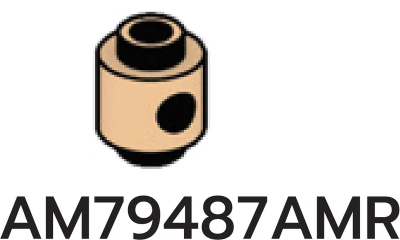 Brick 1 x 1 round, male:male connector with hole in side in Brown, Light Tan