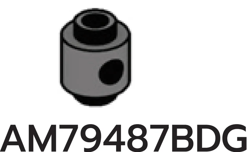 Brick 1 x 1 round, male:male connector with hole in side in Gray, Dark (Flake)