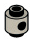 Brick 1 x 1 round, male:male connector with hole in side in Grey, Light