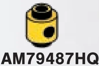 Brick 1 x 1 round, male:male connector with hole in side in Yellow, Dark