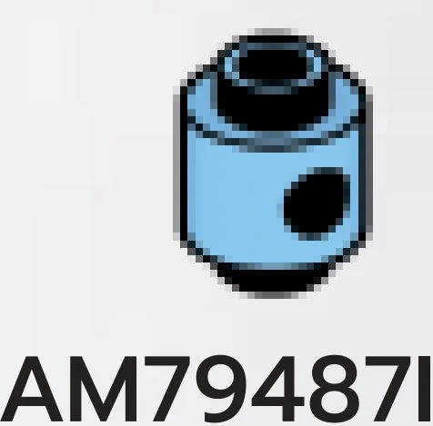 Brick 1 x 1 round, male:male connector with hole in side in Blue, Deep Pastel