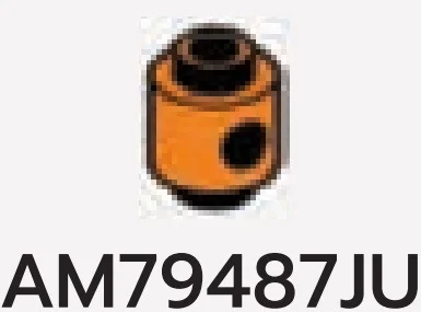 Brick 1 x 1 round, male:male connector with hole in side in Orange, Smoky