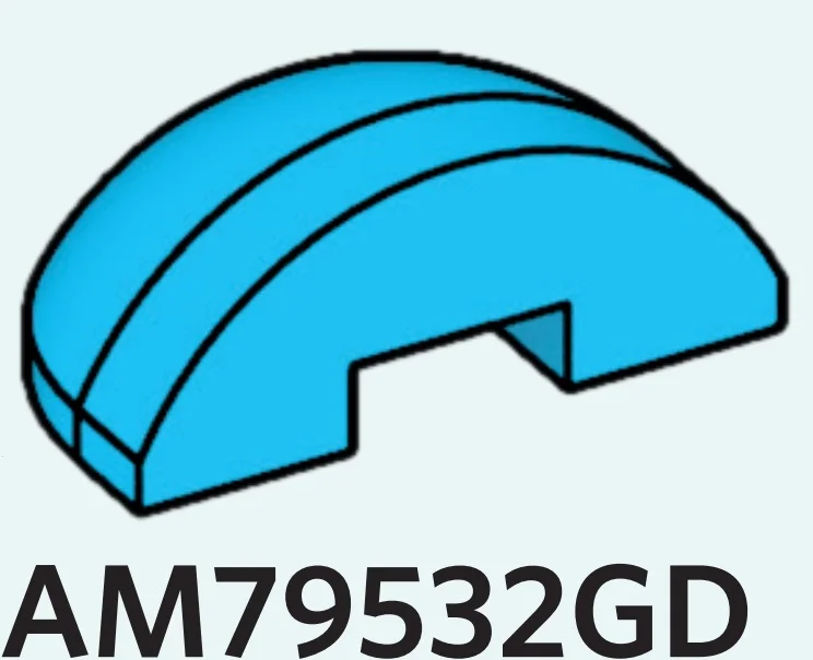 Brick 2 x 1 x 3 round half-dome in Blue, Rich Sky