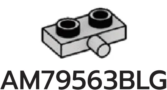 Plate Modified 1 x 2 with small pin on side in Gray, Dull