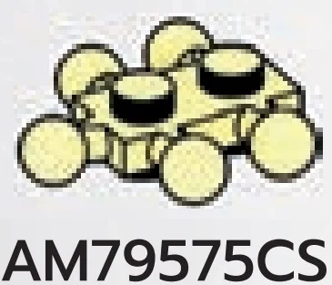 Plate 1 x 2 studs on top & bottom, five medium ball joints in Yellow, Pastel