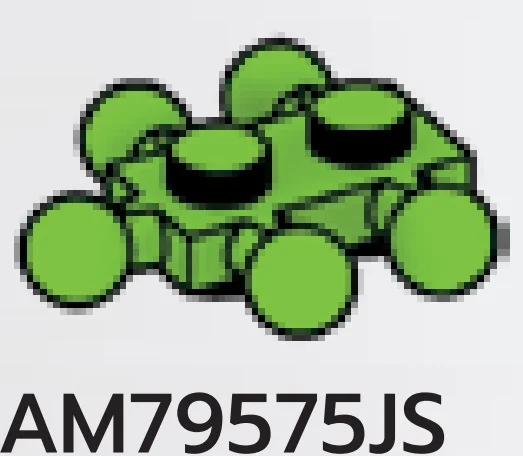 Plate 1 x 2 studs on top & bottom, five medium ball joints in Green, Lime