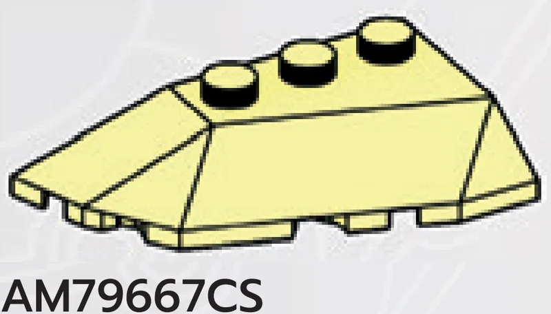 Wedge brick 45 4 x 4 double / 33, left with curved edge in Yellow, Pastel