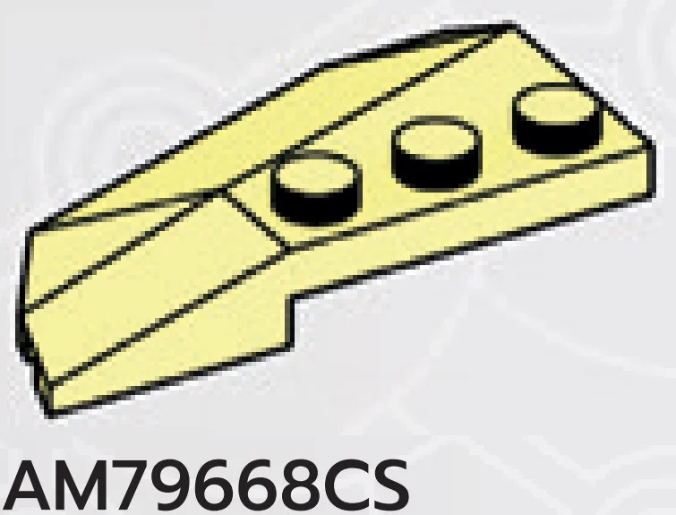 Wedge brick 45 4 x 4 double / 33, right with curved edge in Yellow, Pastel