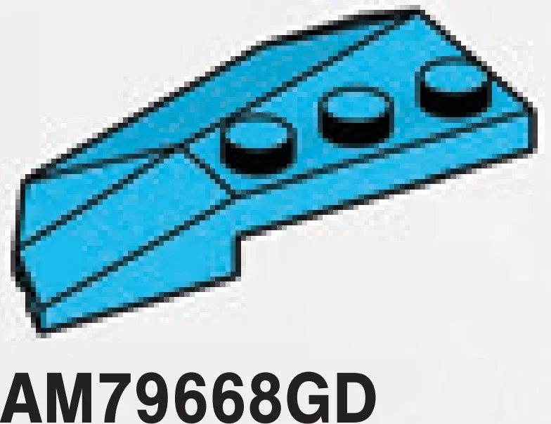 Wedge brick 45 4 x 4 double / 33, right with curved edge in Blue, Rich Sky