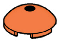 Tile 2 x 2 low dome with center hole in Orange, Bright