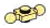 Plate 1 x 1 connector: male:male with small ball joints in Yellow, Pastel