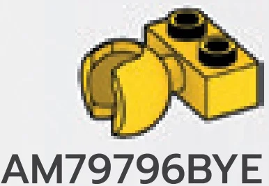 Brick 1 x 2 two-thirds-height with medium ball socket in Yellow, Lemon