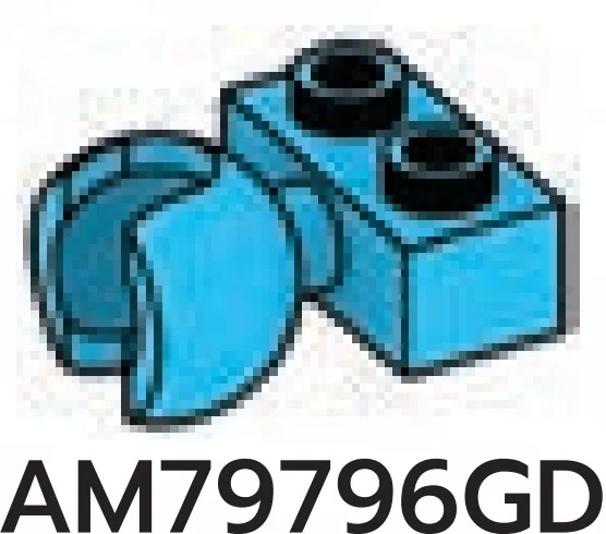 Brick 1 x 2 two-thirds-height with medium ball socket in Blue, Rich Sky