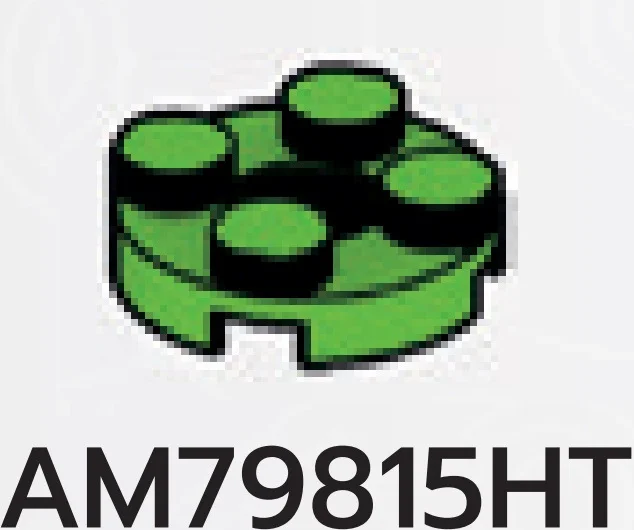 Plate 2 x 2 round with hole, new in Green, Soft Grass