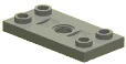 Plate 2 x 4 with studs at end and hole at center in Gray, Dark (Metallic Camo)