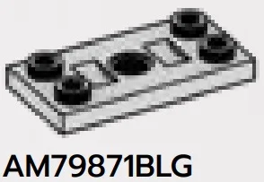 Plate 2 x 4 with studs at end and hole at center in Gray, Dull