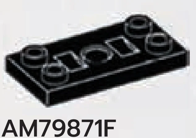 Plate 2 x 4 with studs at end and hole at center in Black