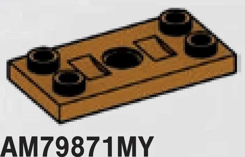Plate 2 x 4 with studs at end and hole at center in Brown, Milk Chocolate