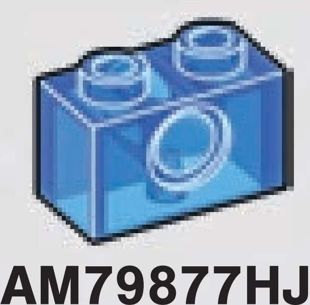 Connector Brick 1 x 2 with axle hole in Cyan (Translucent)