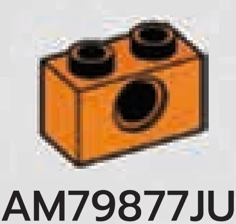 Connector Brick 1 x 2 with axle hole in Orange, Smoky