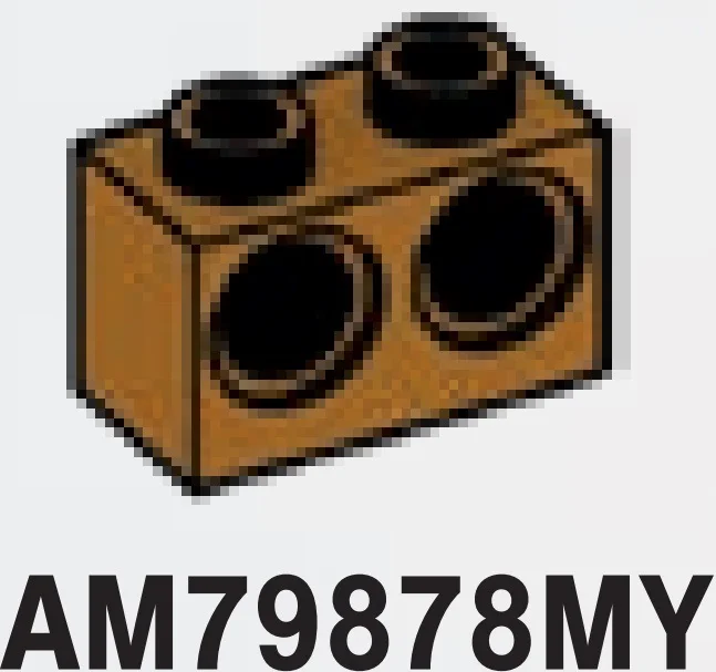 Connector Brick 1 x 2 with two holes in Brown, Milk Chocolate