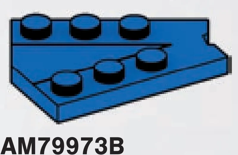 Wedge plate 3 x 4 with 3 studs along either side in Black