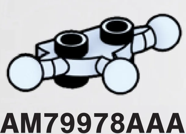 Plate 1 x 2 studs on top & bottom, small ball joints on 3 sides