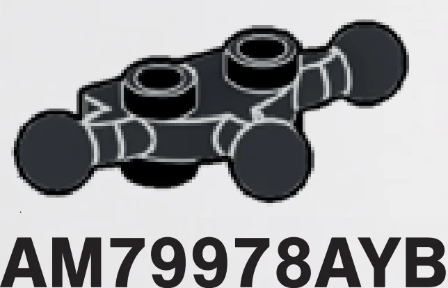 Plate 1 x 2 studs on top & bottom, small ball joints on 3 sides in Gray, Dark Charcoal