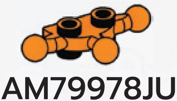 Plate 1 x 2 studs on top & bottom, small ball joints on 3 sides in Orange, Smoky