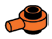 Plate 1 x 1 round connector: male:male with peg on side in Orange, Smoky