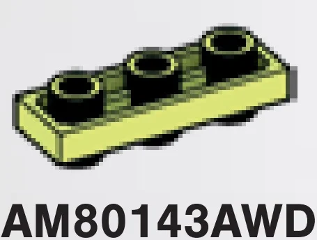 Plate Modified 1 x 3 Connector: male:male