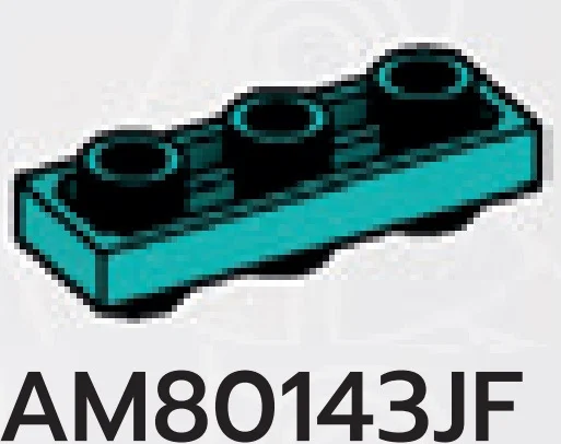 Plate Modified 1 x 3 Connector: male:male in Blue, Robin's Egg