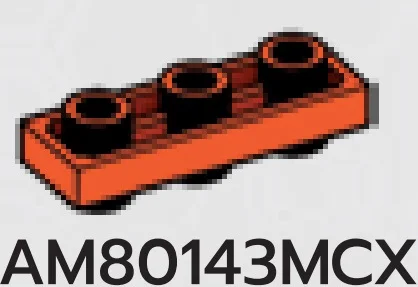 Plate Modified 1 x 3 Connector: male:male in Orange, Marigold