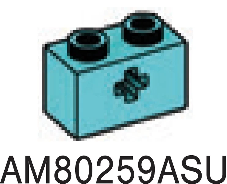 Connector Brick 1 x 2 with cruciform axle hole in Teal