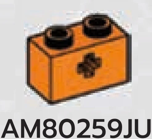 Connector Brick 1 x 2 with cruciform axle hole in Orange, Smoky