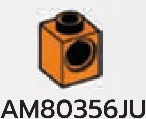 Connector Brick 1 x 1 with Axle Pin Hole in Orange, Smoky